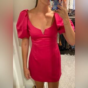 DO+BE Pink Puff Sleeve Sweetheart Mini Dress
